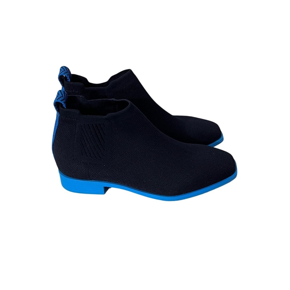 Vivaia Ryan Pro Ankle Boots Women 6 Blue Black Square Toe Water Repellent Knit
